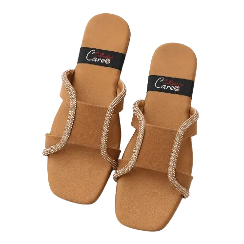 Women's Rhinestone Embellished Flat Slide Sandals Open Toe Slippers