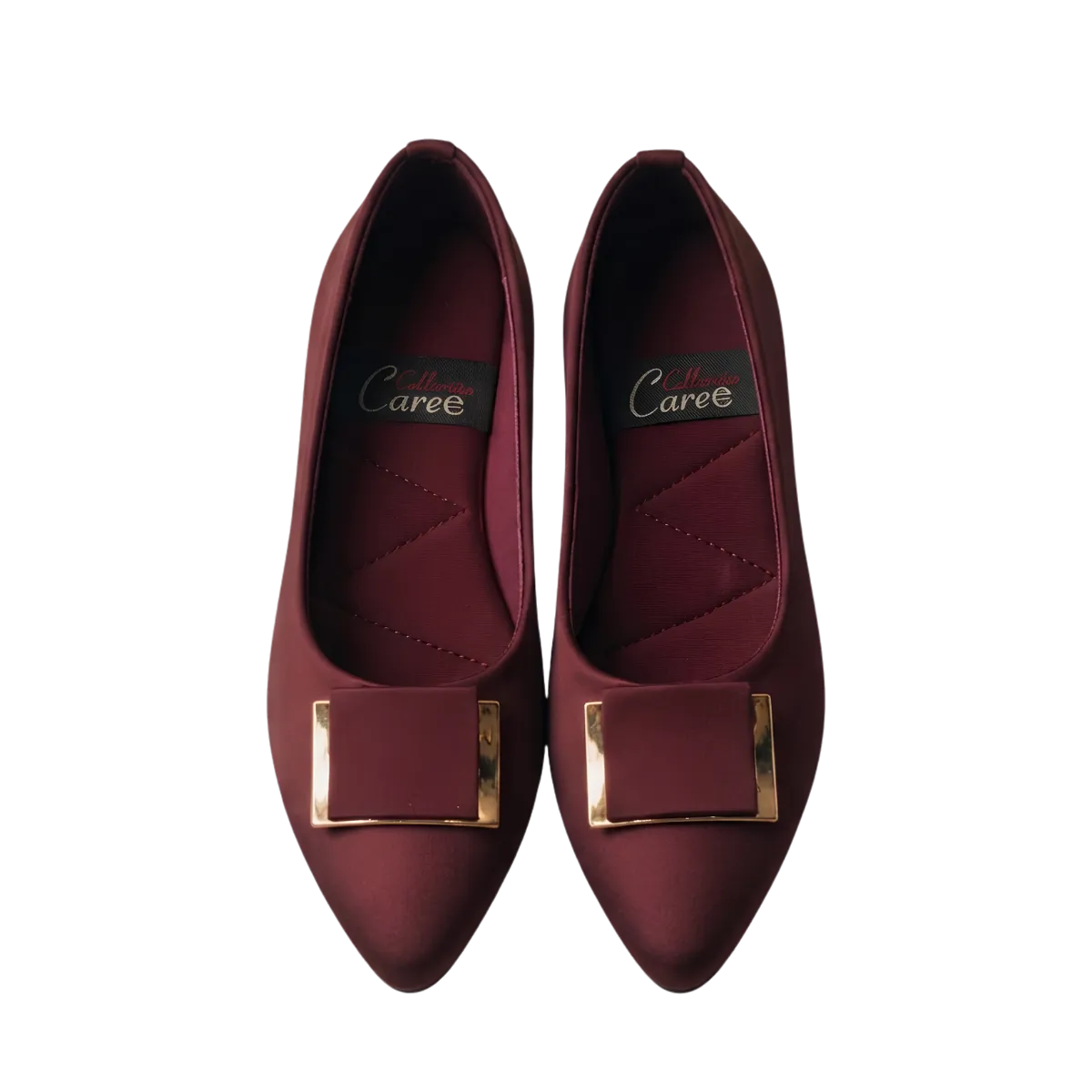 Womens Pointed Toe Slip On Flat Shoes With Metallic Buckle