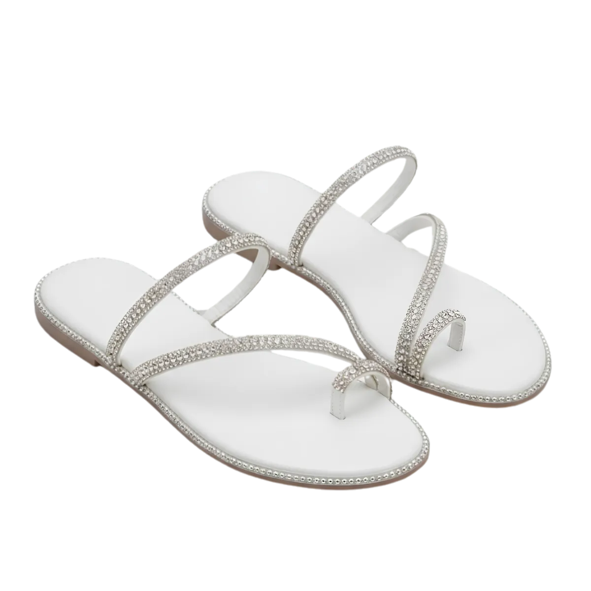 Women's Embellished Toe Ring Flat Slingback Sandals