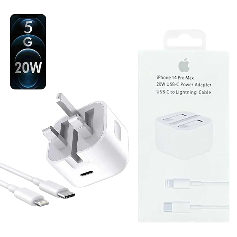 Usb-c Pd 20w Power Adapter Charger 3 Pin Uk Pin) With Cable